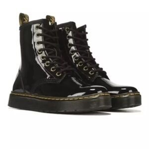 WOMEN'S DR. MARTENS ZAVALA PATENT BLACK COMBAT BOOTS
